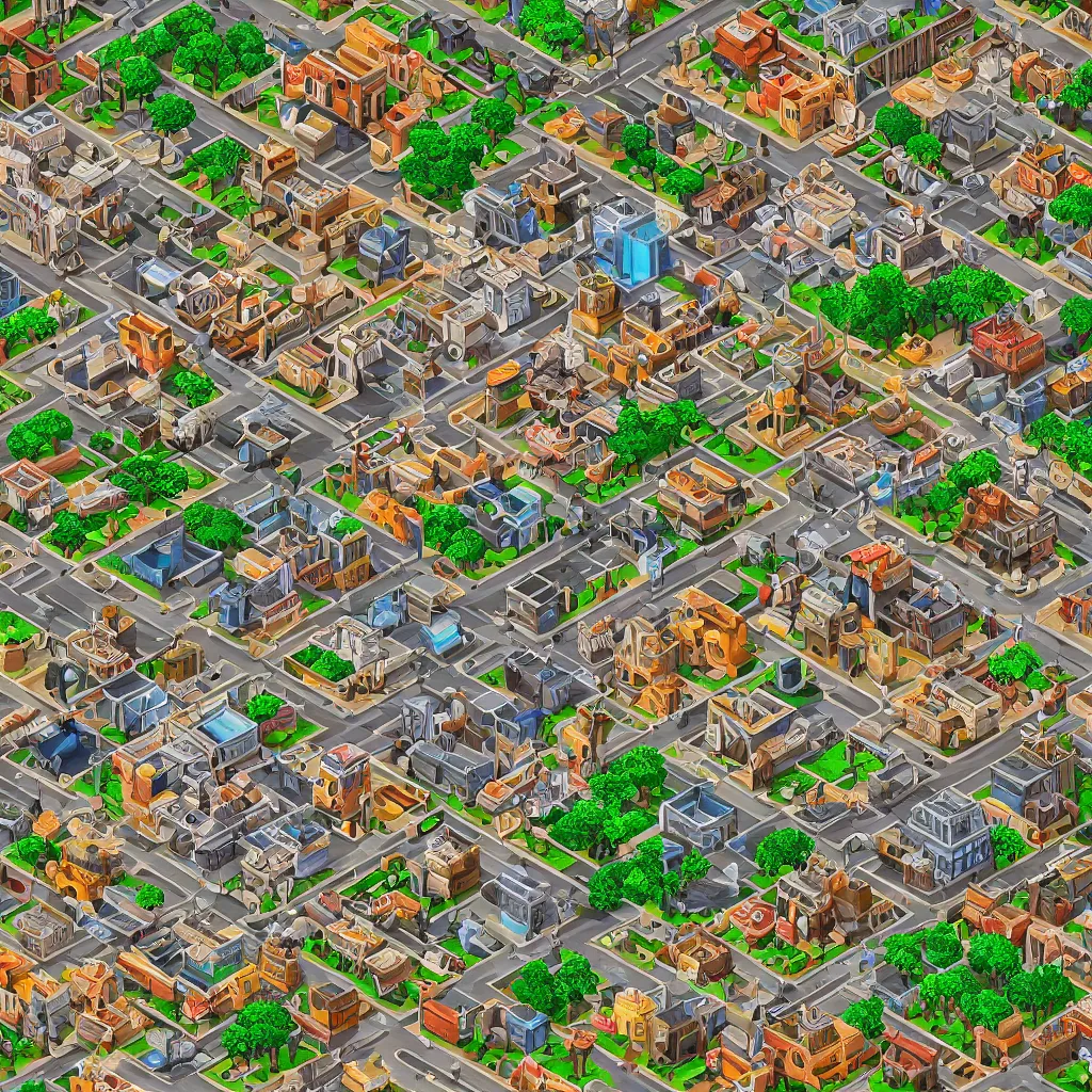 Image similar to isometric view of ancient city by madmaraca, textured, detailed, beautiful, indie game, 8 k wallpaper