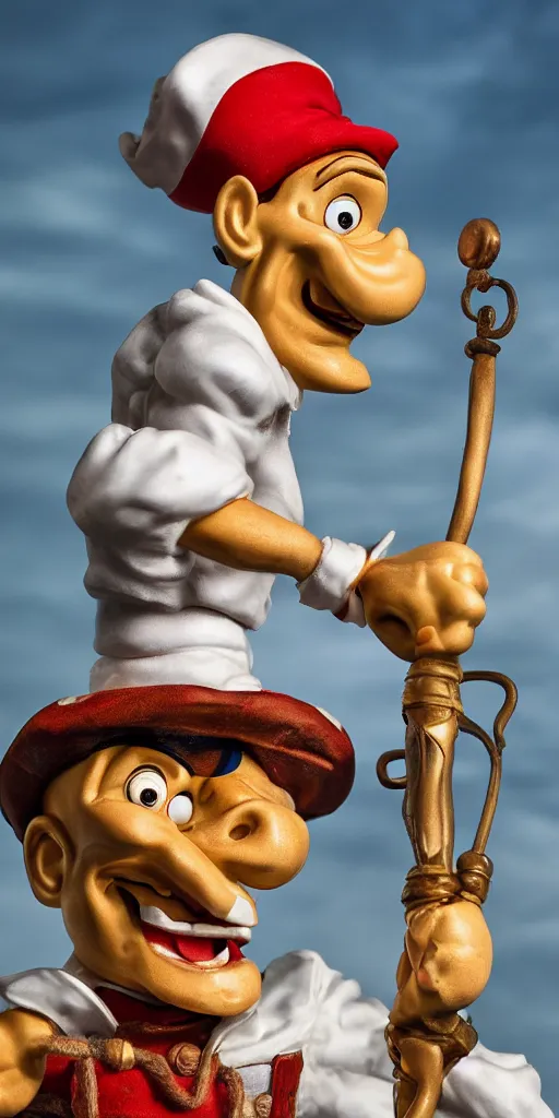 Image similar to popeye the sailor getting oscar, high detail, direct light, sharp, photography,