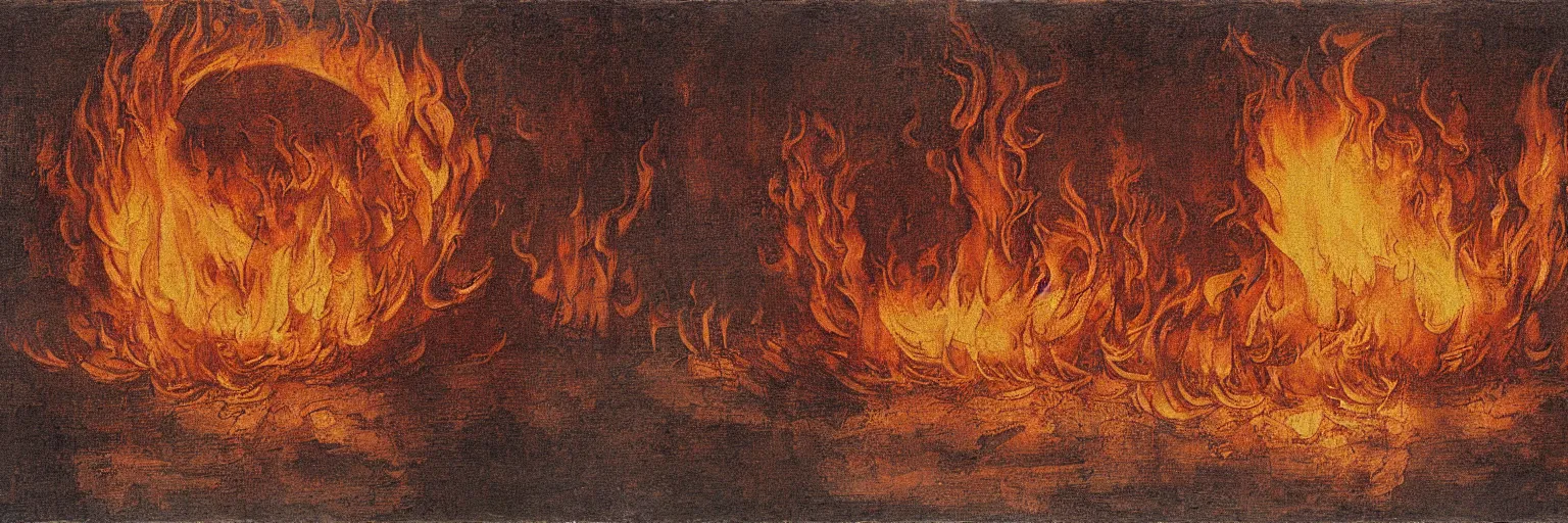 Prompt: the world burning on fire, painting by leonardo davinci