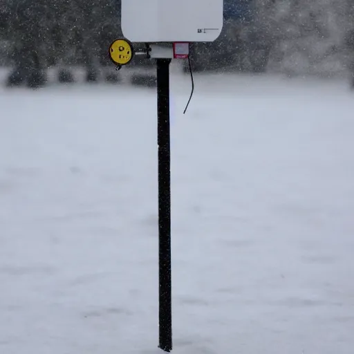 Prompt: a walking disgruntled weather station