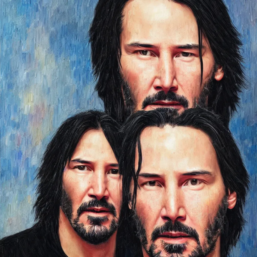 Prompt: keanu reeves portrait, highly detailed oil painting,