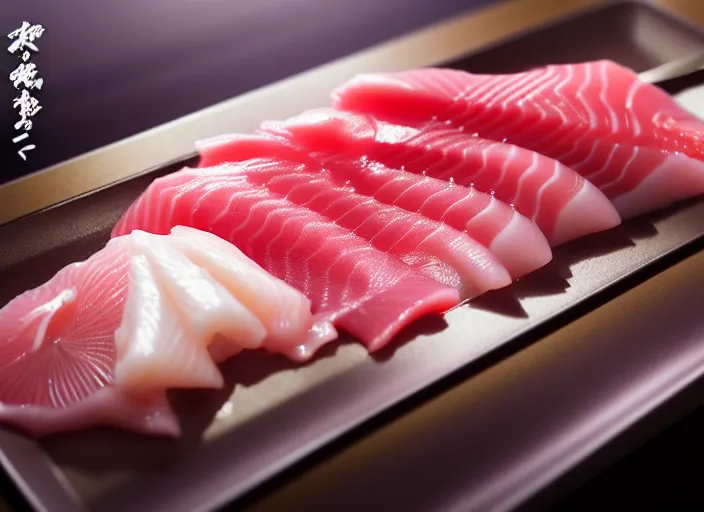 Image similar to a film still portrait of japanese food sashimi, finely detailed features, closeup at the food, perfect art, at a dinner table, gapmoe yandere grimdark, trending on pixiv fanbox, painted by greg rutkowski makoto shinkai takashi takeuchi studio ghibli, akihiko yoshida