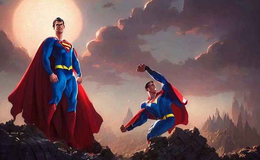 Image similar to highly detailed portrait of homelander as superman, in the justice league, stephen bliss, unreal engine, fantasy art by greg rutkowski, loish, rhads, ferdinand knab, makoto shinkai and lois van baarle, ilya kuvshinov, rossdraws, tom bagshaw, global illumination, radiant light, detailed and intricate environment