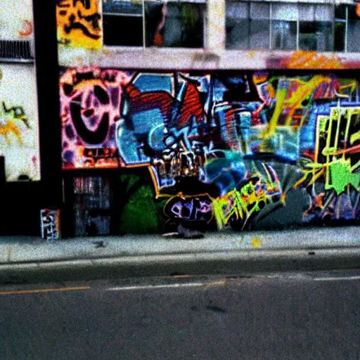 Image similar to candid graffiti photography, glitched sony mavica mvc fd 8 8