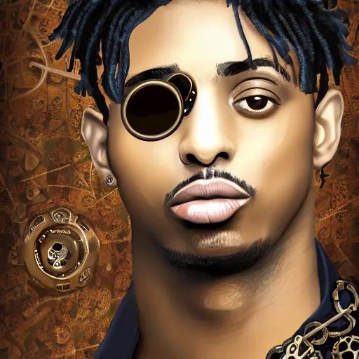 Image similar to playboi carti in steampunk style digital art 4 k the detailed super realistic