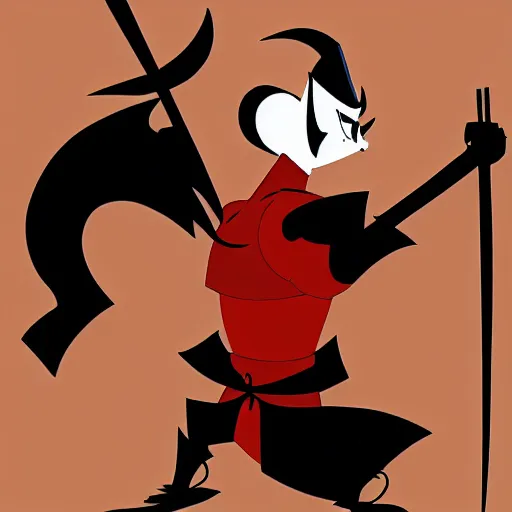 Prompt: a foolish samurai warrior, cartoon illustration by Genndy Tartakovsky