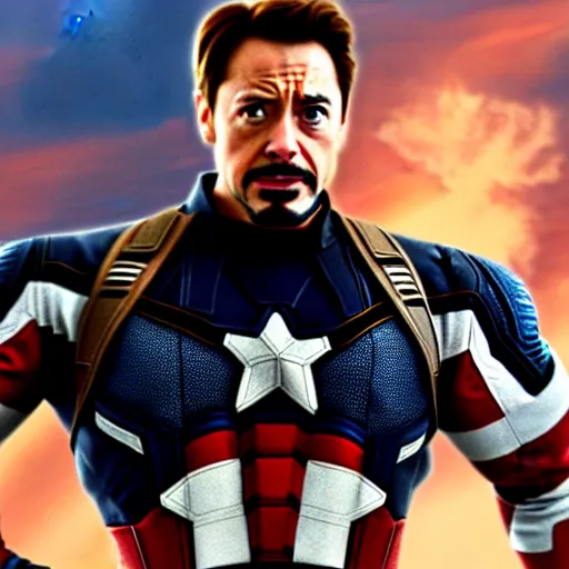 Prompt: captain america sees tony stark again in avengers infinity war 2018