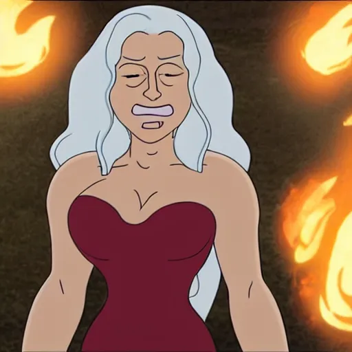 Image similar to A still of Lois Griffin from Family Guy as Daenerys Targaryen, smiling