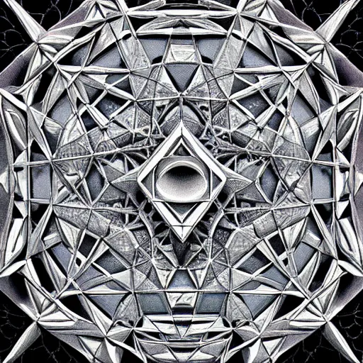 Image similar to platonic solids, sacred geometry, high detail, 8 k, hyper realism, artstation, over the top