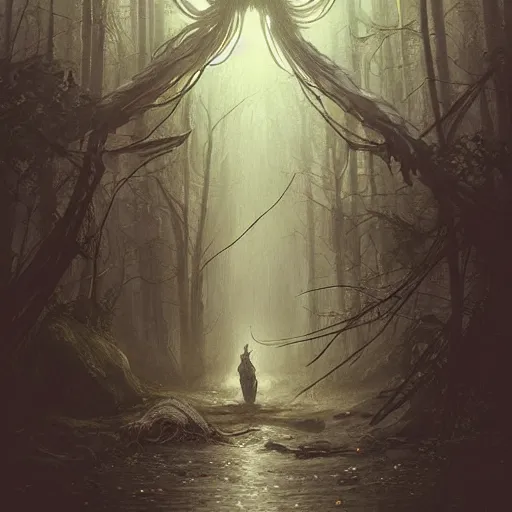 Prompt: epic hyperdetailed portrait of a haunting 🐙🕷 lurking in the shadows. by greg rutkowski, highly detailed portrait, rococo, digital painting, artstation, concept art, smooth, sharp foccus ilustration, artstation hq. intricate, elegant. art by wlop and artgerm and greg rutkowski and alphonse mucha, masterpiece. misty rainforest