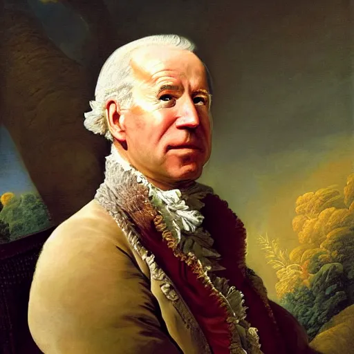 Image similar to portrait of joe biden in roccoco style, by fragonard, stunning, epic, eagles