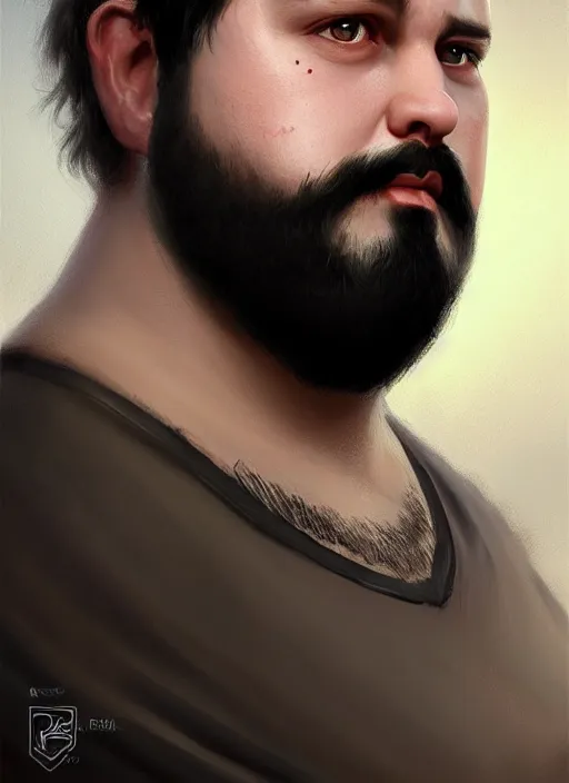 Image similar to a _ fantasy _ style _ portrait _ painting _ of white male short black hair chubby disconnected beard round face, rpg dnd oil _ painting _ unreal _ 5 _ daz. _ rpg _ portrait _ extremely _ detailed _ artgerm _ greg _ rutkowski _ greg