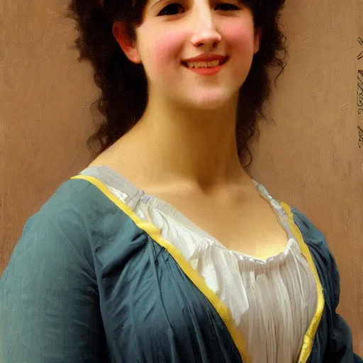 Image similar to painting of claudia vega from eva 2 0 1 1. smiling. happy. cheerful. art by william adolphe bouguereau. extremely detailed. beautiful. 8 k. award winning.