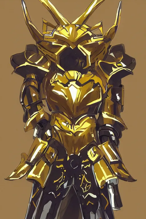 Image similar to a anime showing the new golden armor zodiac Knight by tatsuya Yoshikawa artist Rendering the frog constellation armor . full of details, by utsurowazaru mono and jet set radio , ,concept art, trending on artstation and cell shading