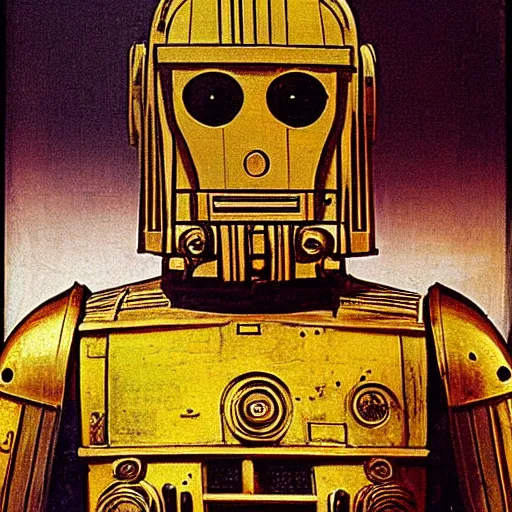 Image similar to painting of c - 3 p 0 by leonardo da vinci