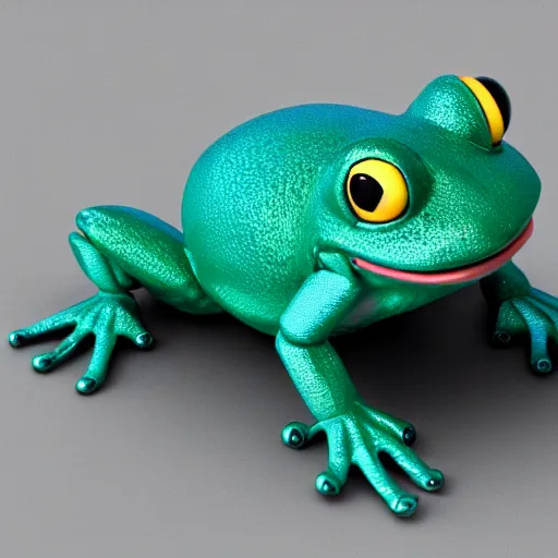 Prompt: octane 3 d render of a robotic frog character