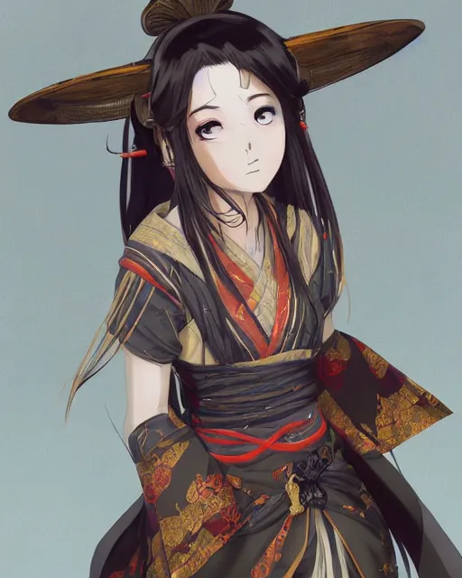 Prompt: A full-body anime portrait of Ssunbiki as a beautiful woman wearing a kimono from Skyrim, by Stanley Artgerm Lau, WLOP, Rossdraws, James Jean, Andrei Riabovitchevy, Marc Simonetti, and Sakimichan, trending on artstation