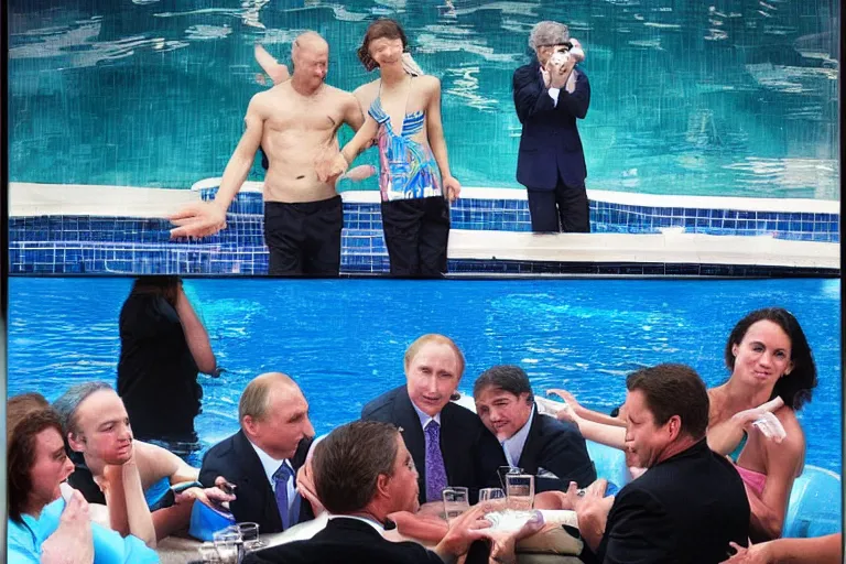 Prompt: Putin and aquatic disco, hyper realistic photo, highly detailed