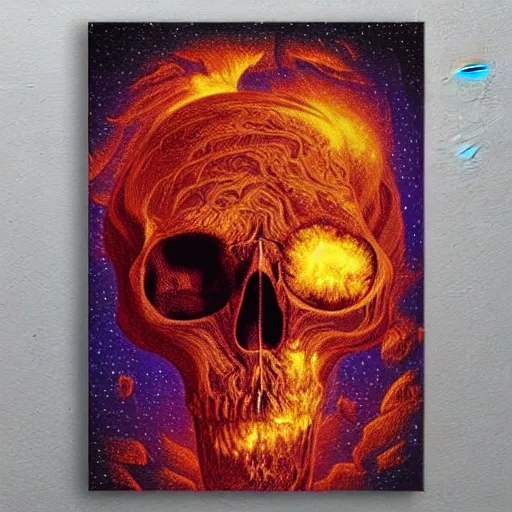 Image similar to ngc 3132 melting mysterious skull landscape by Casey Weldon, dan mumford 8k ultra high definition, upscaled, perfect composition , golden ratio, edge of the world, image credit nasa nat geo