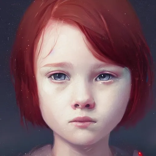 Image similar to a tiny girl with short red hair wearing a hoodie, digital art, cute face, very beautiful face, pretty face, very detailed eyes, full body illustration, 8 k resolution, soft painting, by greg rutkowski, wlop, rossdraws,