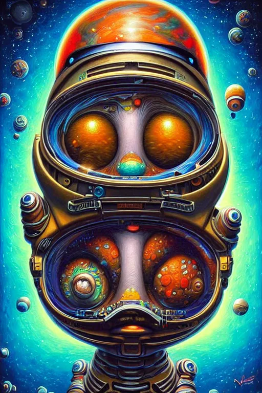 Prompt: hyper - maximalist overdetailed painting of an astronaut by naoto hattori. artstation. deviantart. cgsociety. inspired by beastwreckstuff and jimbo phillips. fantasy infused lowbrow style. hyperdetailed high resolution render by binx. ly in discodiffusion. dreamlike polished render by machine. delusions. sharp focus.