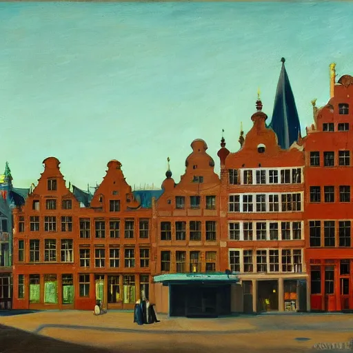 Prompt: leuven city scape in the style of edward hopper