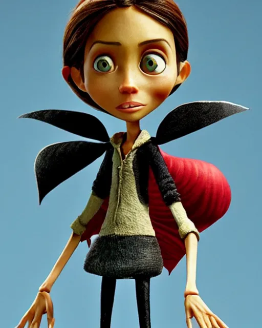 Prompt: angelina jolie as a highly detailed stop motion puppet, in the style of laika studios ’ s paranorman, coraline, kubo and the two strings shot in the style