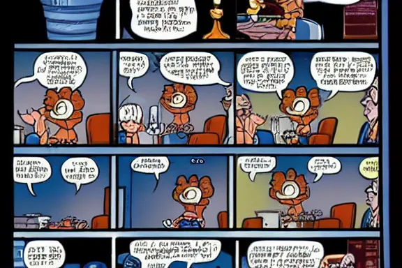 Image similar to a very intricate garfield comic starring garfield, award - winning crisp details