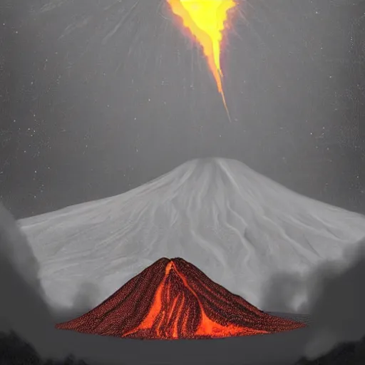 Image similar to A volcano that is a portal to the center of the earth, digital art, detailed, 8k, expressive