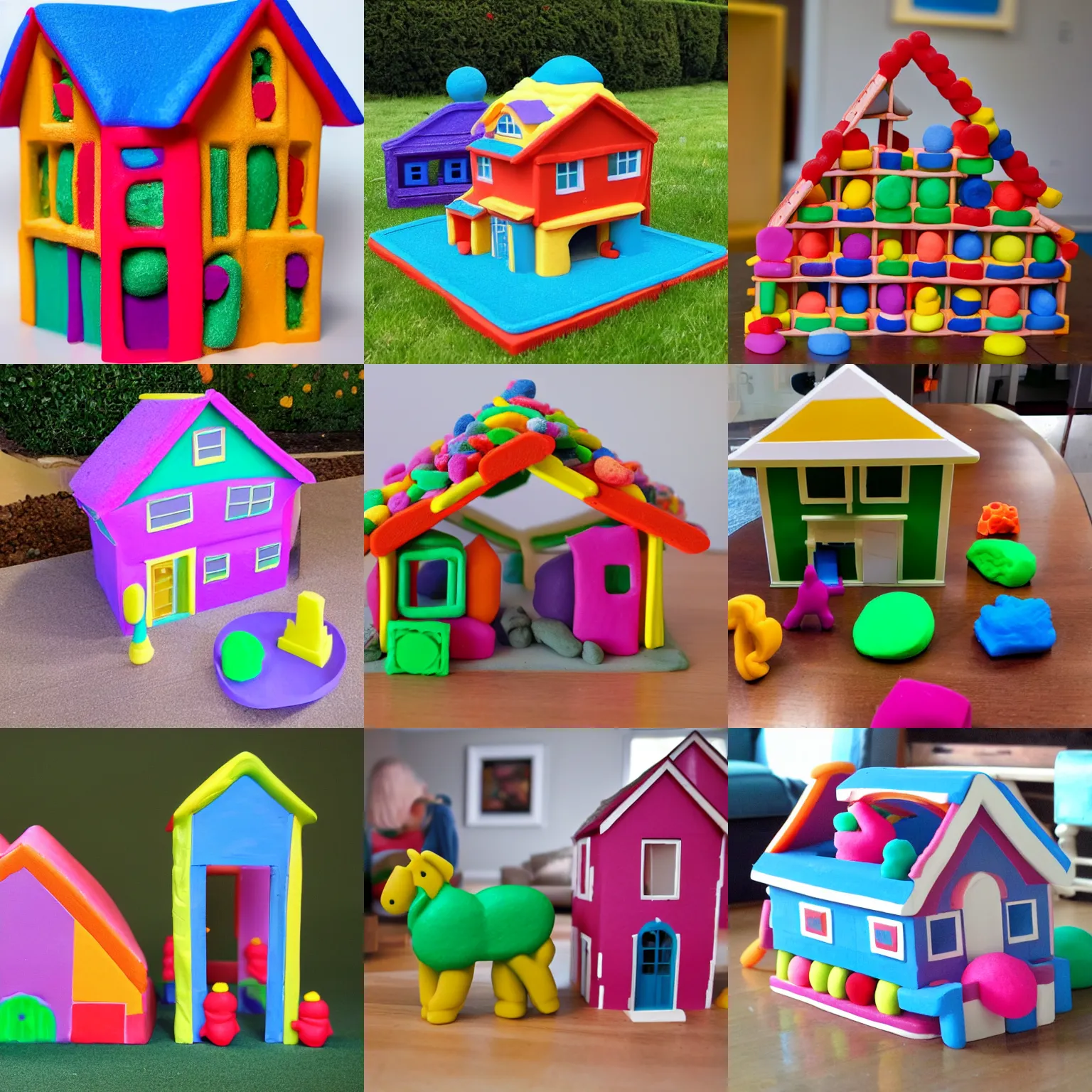 Prompt: a house made of playdoagh