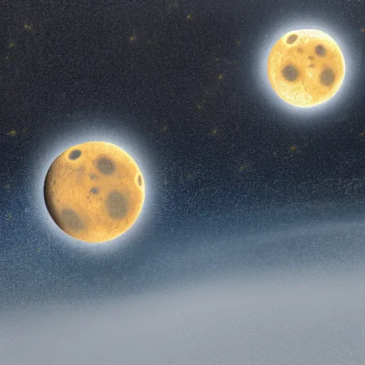 Image similar to formation of the moon giant impact, digital painting, surreal lighting, molten, photorealistic