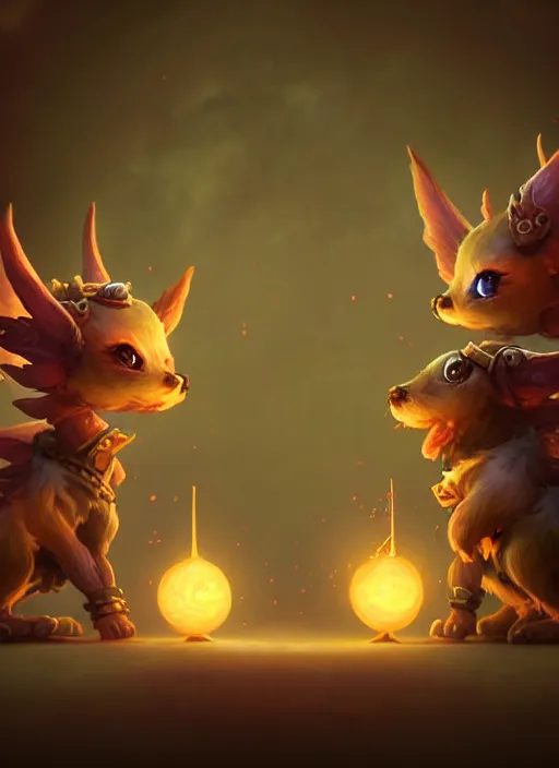 Prompt: symmetry!! a close - up of a tiny cute kylin oriental fairy tale pet mascot plush toys, magic, intricate, smooth line, light dust, mysterious dark background, warm top light, hd, 8 k, sharp high quality artwork in style of greg rutkowski, concept art, blizzard warcraft artwork, hearthstone card artwork