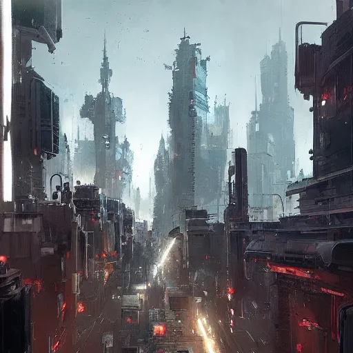 Image similar to robot controled city ,Trending on artstation , by greg rutkowski