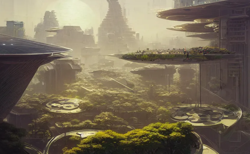 Image similar to solarpunk city with manicured parks and walkable pathways, rooftop solar panels, sustainable metropolis, highly detailed, digital painting, artstation, concept art, smooth, sharp focus, illustration, art by wlop, mars ravelo and greg rutkowski and frank lloyd wright