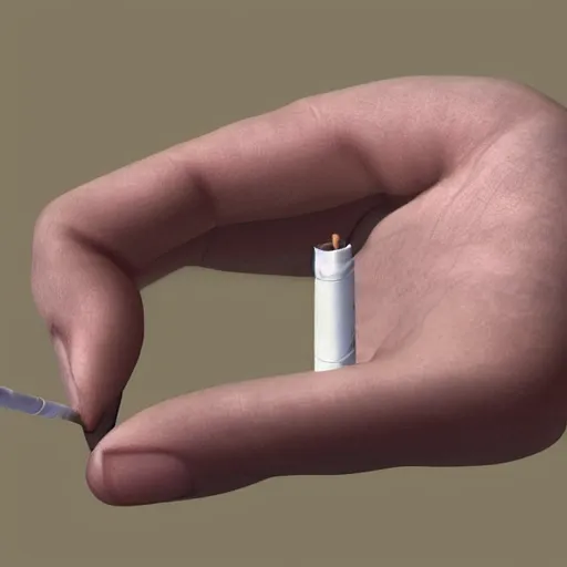 Image similar to cigarette in fingers, hyper realistic