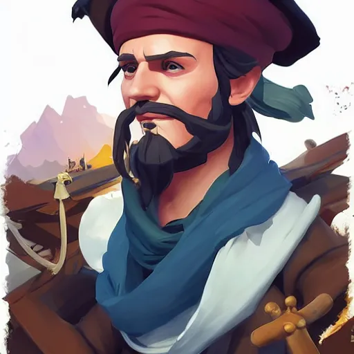 Image similar to painting jack the pirate on sea of thieves game avatar hero smooth face median photoshop filter cutout vector behance hd by jesper ejsing, by rhads, makoto shinkai and lois van baarle, ilya kuvshinov, rossdraws, illustration, art by ilya kuvshinov and gustav klimt