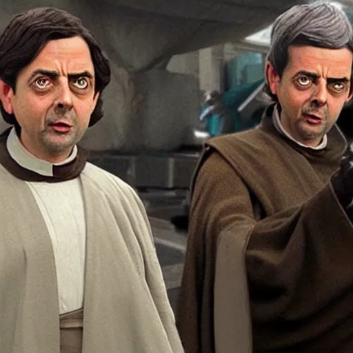 Prompt: mr beans as a jedi master, star wars, photo, realistic detail