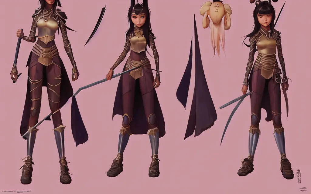 Image similar to weta disney pixar movie character sheet of madison beer : : as samurai warrior catgirl by pixar : : by weta, greg rutkowski, wlop, ilya kuvshinov, rossdraws, artgerm, marvel, character sheet, rave outfit, unreal engine, pearlescent, bright morning, anime