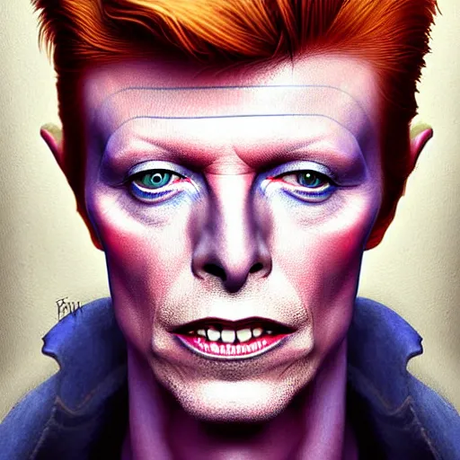 Prompt: digital painting of david bowie by filipe pagliuso and justin gerard, symmetric, fantasy, highly, detailed, realistic, intricate