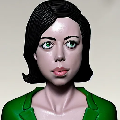 Prompt: aubrey plaza made out of polymer clay detailed sculpture trending on artstation