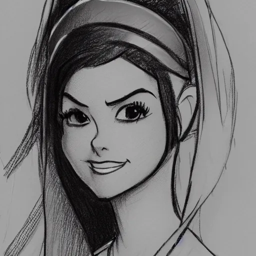 Image similar to milt kahl sketch of victoria justice as princess padme from star wars episode 3