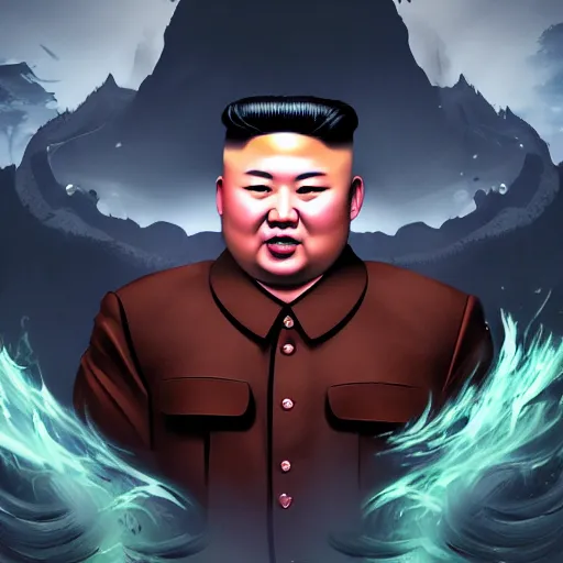 Prompt: portrait of kim - jong un as a spellcaster, league of legends amazing splashscreen artwork, gears of war, propaganda, sovjet, splash art, natural light, elegant, photorealistic facial features, intricate, fantasy, detailed face, atmospheric lighting, anamorphic lens flare, cinematic lighting, league of legends splash art, hd wallpaper, ultra high details by greg rutkowski