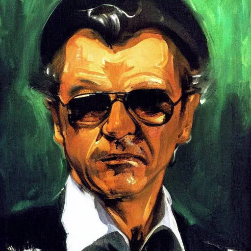 Prompt: portrait of harvey keitel as a pimp in the movie taxi driver, by robert singer sargent