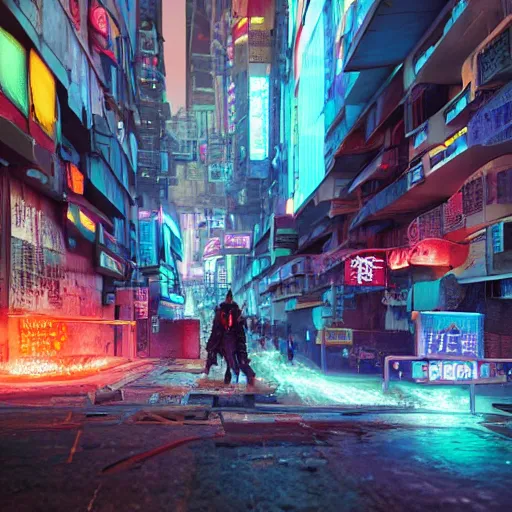 Cyberpunk FantasyCore Kowloon giant flaming penguin, | Stable Diffusion ...