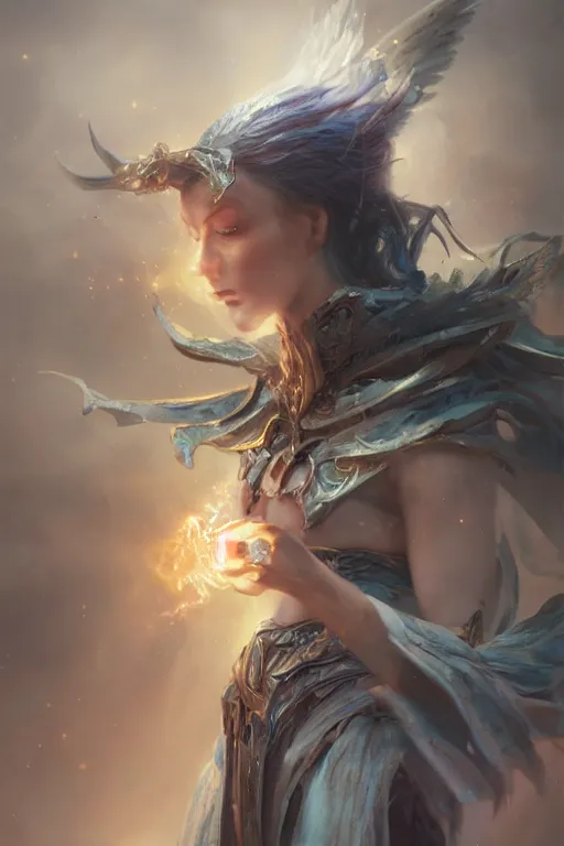 Prompt: beautiful wizard of the coast, casting magic spell, angel, 3 d render, hyper realistic detailed portrait, magic storm, thunder, ruan jia, wlop. scifi, fantasy, magic the gathering, hyper detailed, octane render, concept art, peter mohrbacher