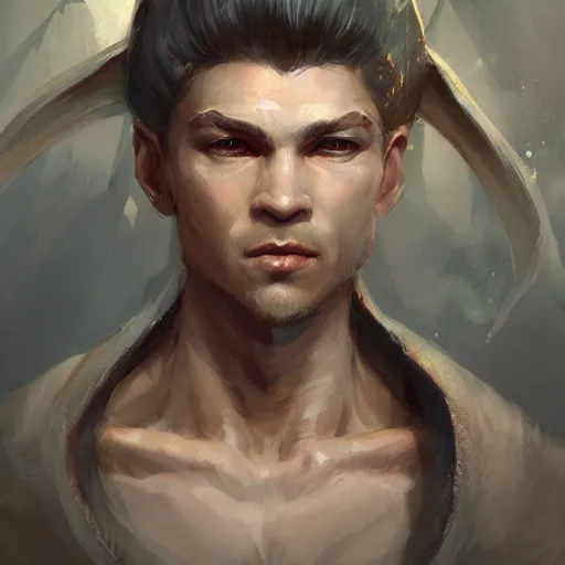 Prompt: portrait of a draconic male, strong build, highly detailed, wearing simple robes, trending on art station, character concept art, photorealistic by michael komarck, greg rutkowski, victo ngai, artgerm and j. dickenson