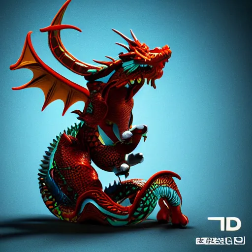 Image similar to 3 d toy chinese bestiary dragon as funco toy smoking dmt, war cry, plastic, sss, octane 4 k render, studio lighting, artstation, cyan photographic backdrop, 1 0 5 mm, f 2. 8 aperture