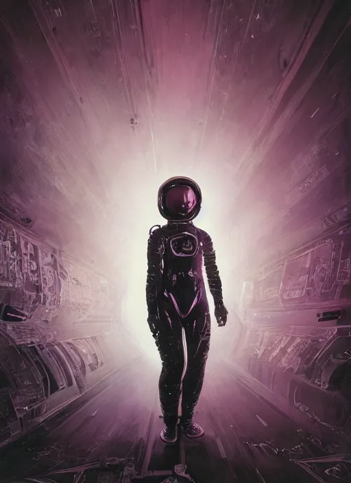 Image similar to astronaut in dark void underwater - complex and hyperdetailed technical suit design. reflection and dispersion materials. rays and dispersion of light. volumetric light. f / 3 2. noise film photo. flash photography. ultra realistic, 5 0 mm. poster by wayne barlowe, hajime sorayama aaron horkey, craig mullins