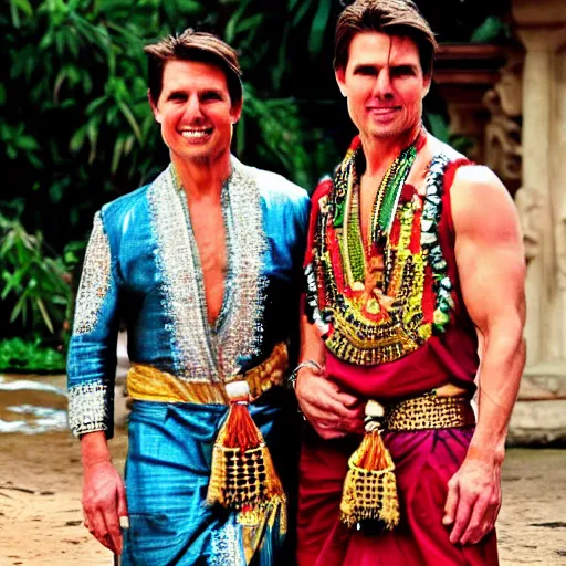 Prompt: tom cruise wearing traditional Bali dress, perfect faces, award winning photography