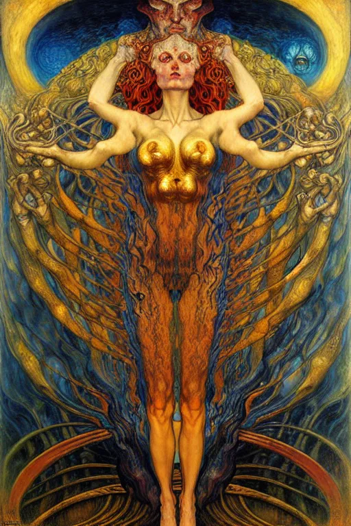 Image similar to Divine Chaos Engine by Karol Bak, Jean Delville, William Blake, Gustav Klimt, and Vincent Van Gogh, symbolist, visionary